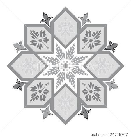 Retro design original floral vintage Oriental ornament decorative set isolated vector 124716767