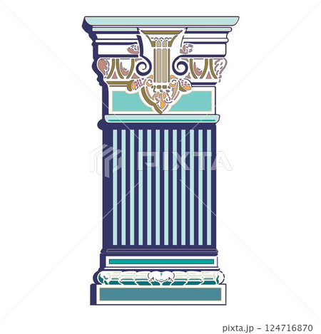 Antique white column realistic composition with isolated front view of architectural piece vector Antique white column realistic composition with isolated front view of architectural piece vector 124716870