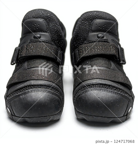 Stylish black cycling shoes with straps for enhanced performance 124717068