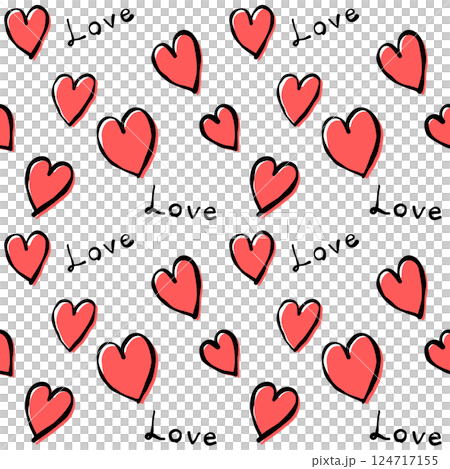 ハートとLoveの文字のシームレスパターン ハートとLoveの文字のシームレスパターン 124717155