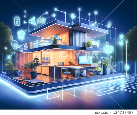 スマ-トホ-ムテクノロジーのイメージ素材 スマ-トホ-ムテクノロジーのイメージ素材 124717487