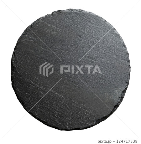 Empty Black Round Slate Empty Black Round Slate 124717539
