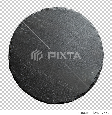 Empty Black Round Slate Empty Black Round Slate 124717539
