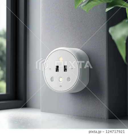 Modern smart wall outlet with usb ports and led indicator for contemporary interior design 124717921