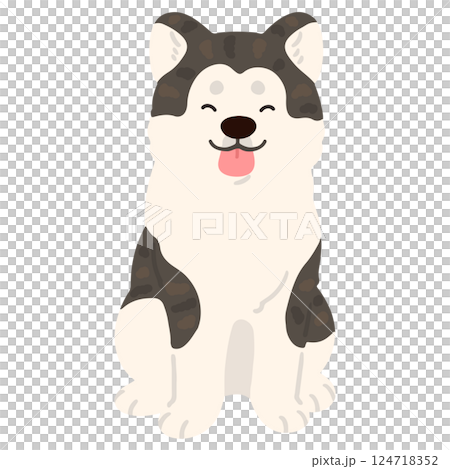 正面を向いてお座りするシンプルで可愛い笑顔の虎毛の秋田犬のイラスト 主線なし 正面を向いてお座りするシンプルで可愛い笑顔の虎毛の秋田犬のイラスト 主線なし 124718352
