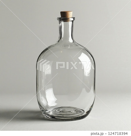 Minimalist glass bottle with cork stopper for home decor and eco-friendly storage solutions 124718394