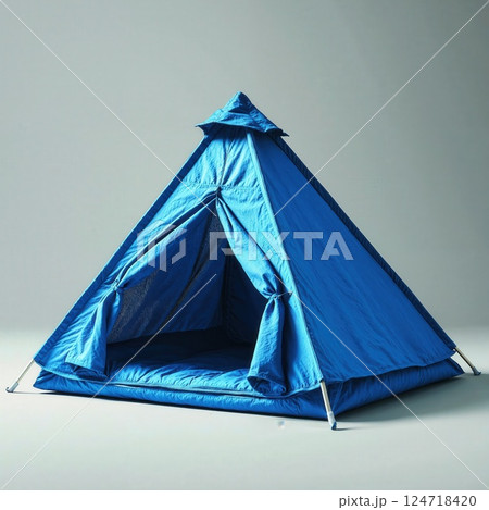 Modern blue tent for kids indoor play spaces and outdoor camping adventures 124718420