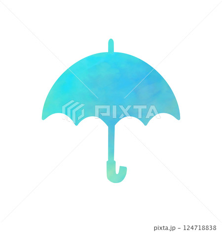 青い傘のイラスト 雨マーク 青い傘のイラスト 雨マーク 124718838