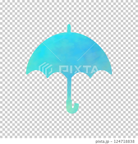 青い傘のイラスト 雨マーク 青い傘のイラスト 雨マーク 124718838