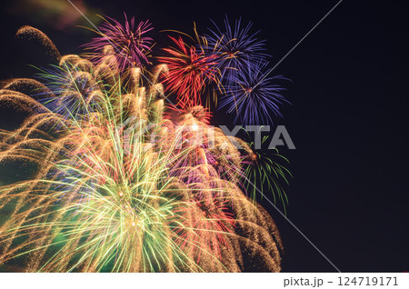 夜空に打ち上がる大花火（戸田橋花火大会・いたばし花火大会） 124719171