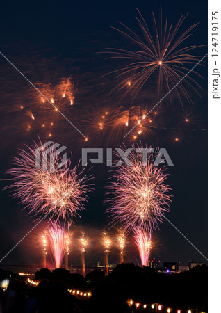 夜空に打ち上がる大花火（戸田橋花火大会・いたばし花火大会） 124719175
