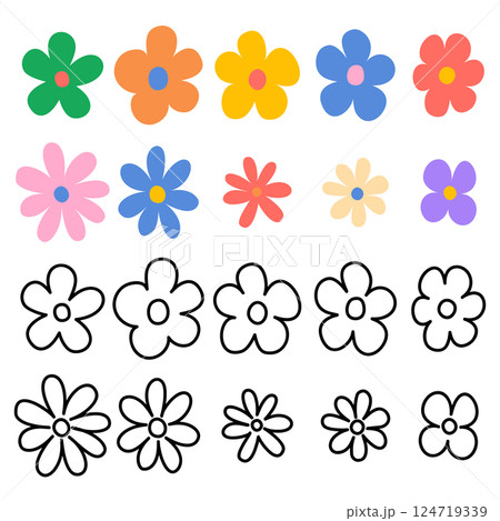 A set of multicoloured different colours. Drawn by hand. Vector illustration 124719339