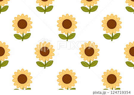Sunflower pattern. Hello spring. Vector illustration in flat style 124719354