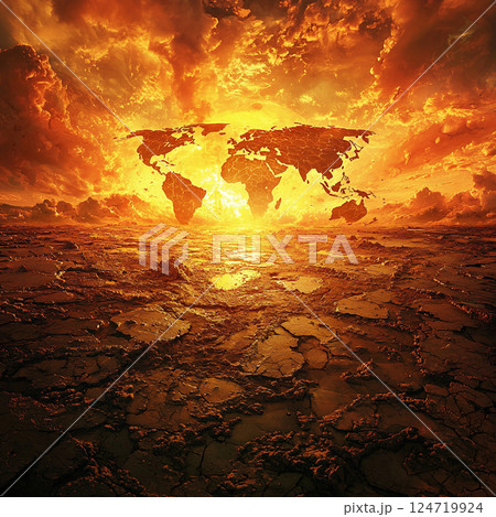 壊滅的な地球温暖化を象徴する風景	 124719924