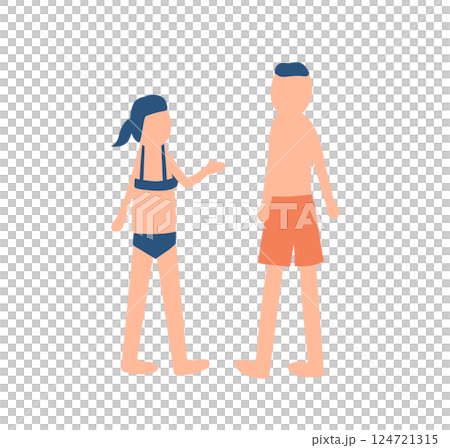 水着を着たカップルのイラスト 水着を着たカップルのイラスト 124721315