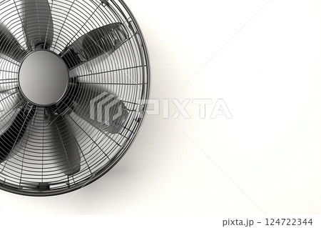 Modern Electric Fan for Efficient Room Cooling on Pastel Background 124722344
