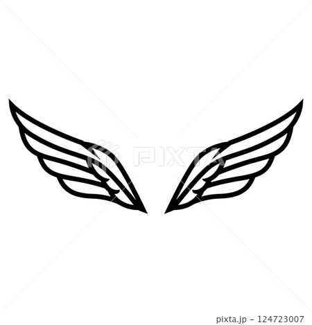 Illustration of the bird wings. Design element for logo, label, sign, emblem. Vector illustration 124723007