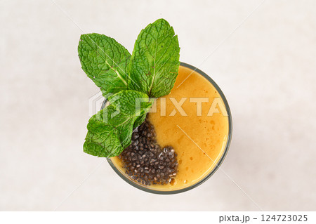 Healthy mango smoothie with chia Healthy mango smoothie with chia 124723025