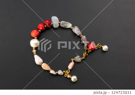 Unique bracelet for women on a black background, promotional photo for an online vintage and handmade jewelry store 124723831