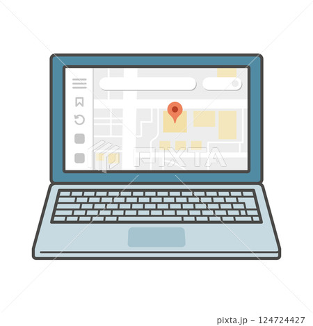 googleマップが表示されたパソコンのイラスト 124724427