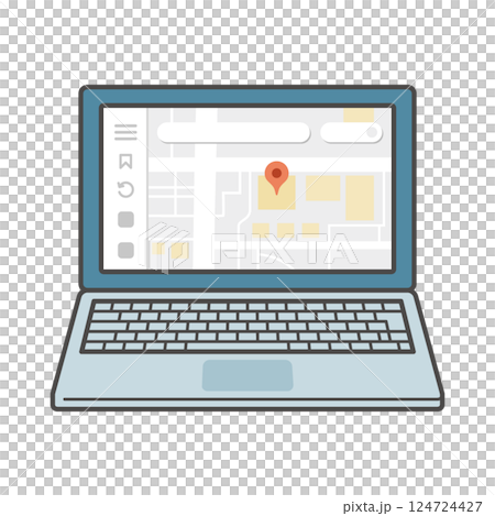 googleマップが表示されたパソコンのイラスト 124724427