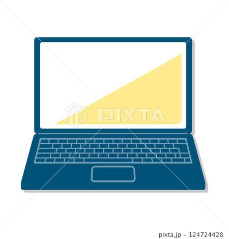 シンプルな青いパソコンのイラスト 124724428