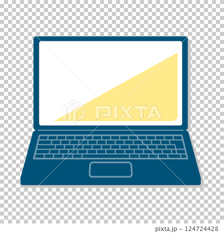 シンプルな青いパソコンのイラスト 124724428