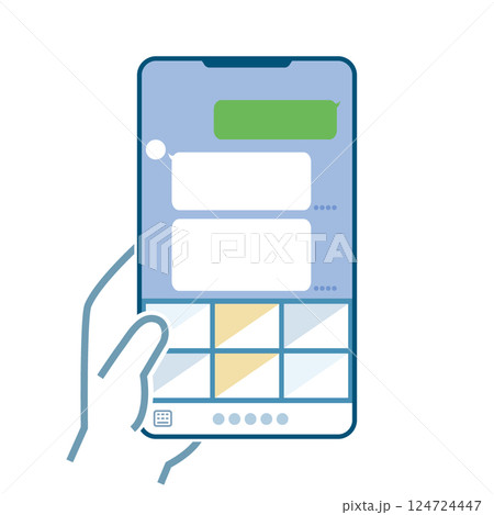 ラインが表示されたスマホを手に持ったイラスト 124724447