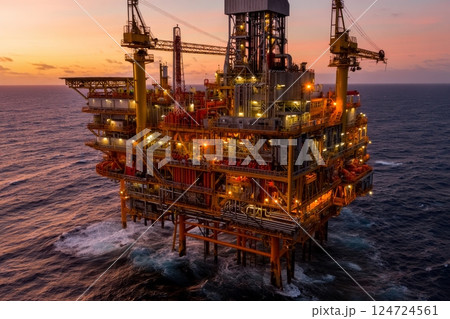 Oil and gas drilling rig platform Oil and gas drilling rig platform 124724561