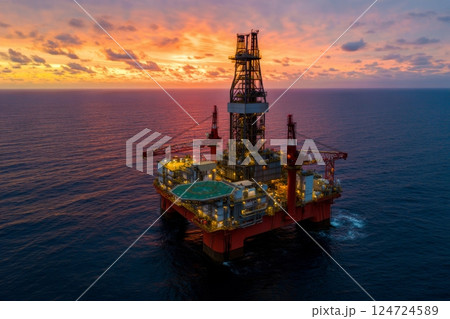 Oil and gas drilling rig platform 124724589