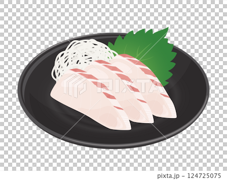 Illustration material of sea bream sashimi served on a plate Illustration material of sea bream sashimi served on a plate 124725075