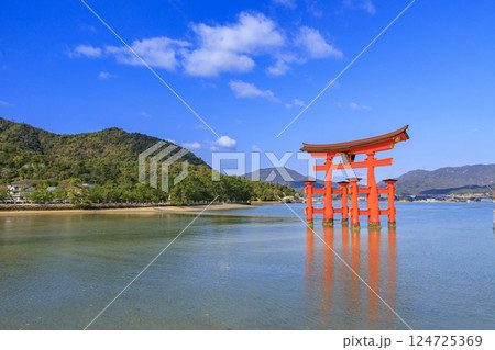 桜満開の宮島と厳島神社 桜満開の宮島と厳島神社 124725369