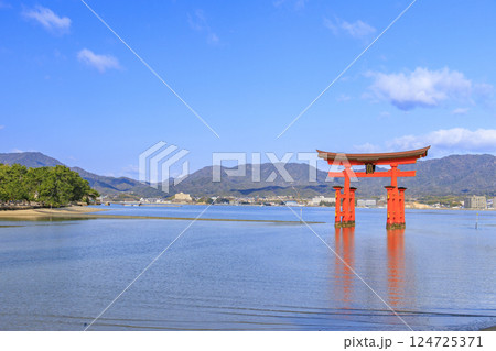 桜満開の宮島と厳島神社 桜満開の宮島と厳島神社 124725371