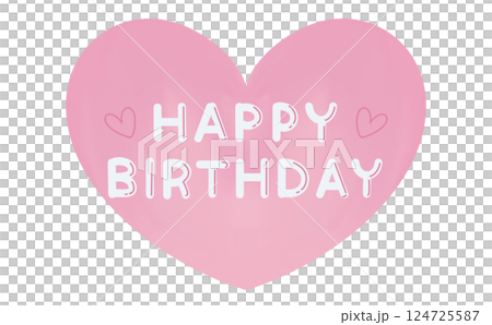 Happy birthdayの文字とピンク色の文字　お誕生日おめでとう 124725587
