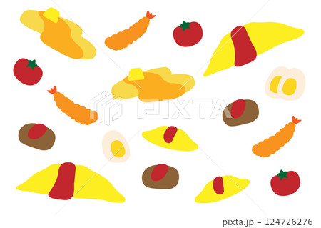 オムライス キッズメニュー ハンバーグ エビフライ セット 124726276