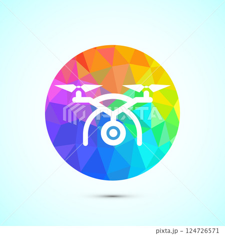 Drone icon design illustration. Drone Quadro copter logo sign symbol in low poly style Drone icon design illustration. Drone Quadro copter logo sign symbol in low poly style 124726571