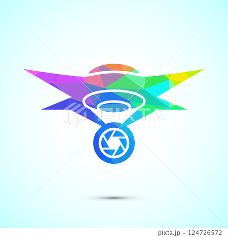 Drone icon design illustration. Drone Quadro copter logo sign symbol in low poly style Drone icon design illustration. Drone Quadro copter logo sign symbol in low poly style 124726572