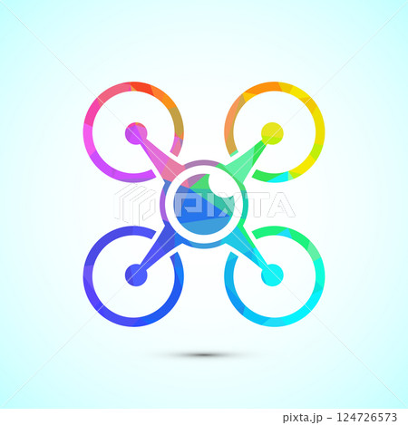 Drone icon design illustration. Drone Quadro copter logo sign symbol in low poly style Drone icon design illustration. Drone Quadro copter logo sign symbol in low poly style 124726573