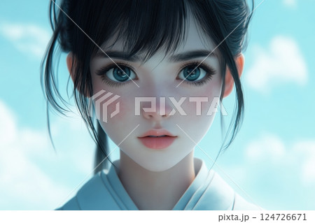 Semi-Realistic Japanese Girl in Softly Shaded 2D Animation Style 124726671