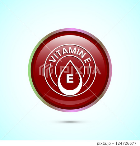 Vitamin E icon design illustration. Vitamin E sign symbol, Button design 124726677