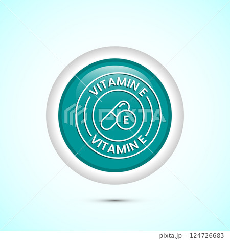 Vitamin E icon design illustration. Vitamin E sign symbol, Button design Vitamin E icon design illustration. Vitamin E sign symbol, Button design 124726683