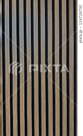 Modern Wooden Panel with Vertical Striped Design for Contemporary Interiors 124726792