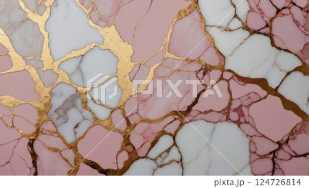 Gold, White, and Pink Marble Pattern With Elegant Texture 124726814