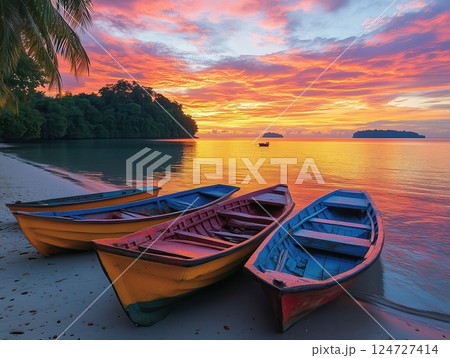 Tranquil Sunset Shore 124727414