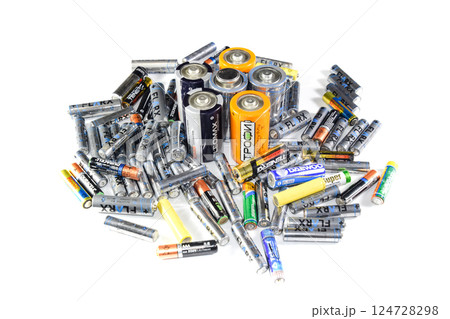 Salt and alkaline batteries, a source of energy for portable technology. AAA and AA batteries Salt and alkaline batteries, a source of energy for portable technology. AAA and AA batteries 124728298