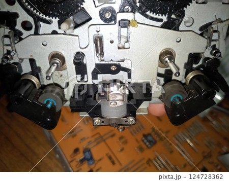 Tape pulling mechanism of the cassette deck. tape recorder Tape pulling mechanism of the cassette deck. tape recorder 124728362