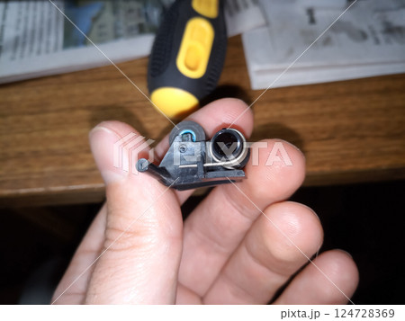 pressure roller of the tape drive mechanism of the cassette deck. pressure roller of the tape drive mechanism of the cassette deck. 124728369