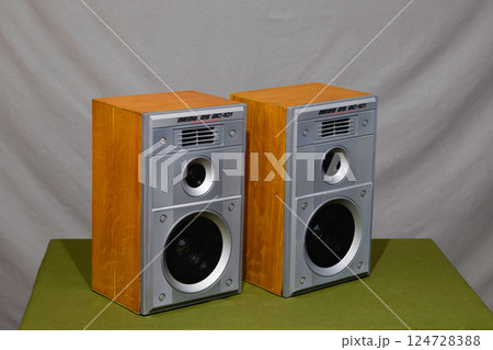 Vintage shelf columns from Soviet Union. Vintage speakers Vega 25ac-101 Acoustics for high-quality listening to music Vintage shelf columns from Soviet Union. Vintage speakers Vega 25ac-101 Acoustics for high-quality listening to music 124728388
