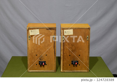 Vintage shelf columns from Soviet Union. Vintage speakers Vega 25ac-101 Acoustics for high-quality listening to music Vintage shelf columns from Soviet Union. Vintage speakers Vega 25ac-101 Acoustics for high-quality listening to music 124728389