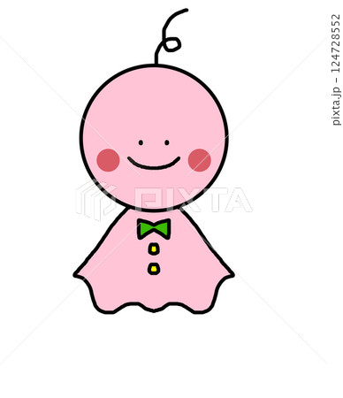 かわいいピンク色のてるてる坊主のイラスト かわいいピンク色のてるてる坊主のイラスト 124728552